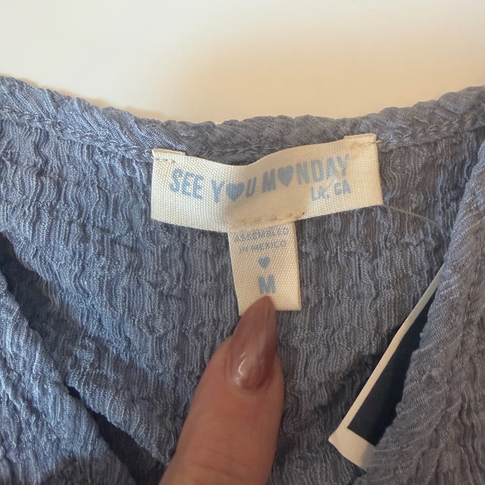 #189 NWT, Adorable See You Monday Blue Knit Skirt Set - Picture 6 of 11